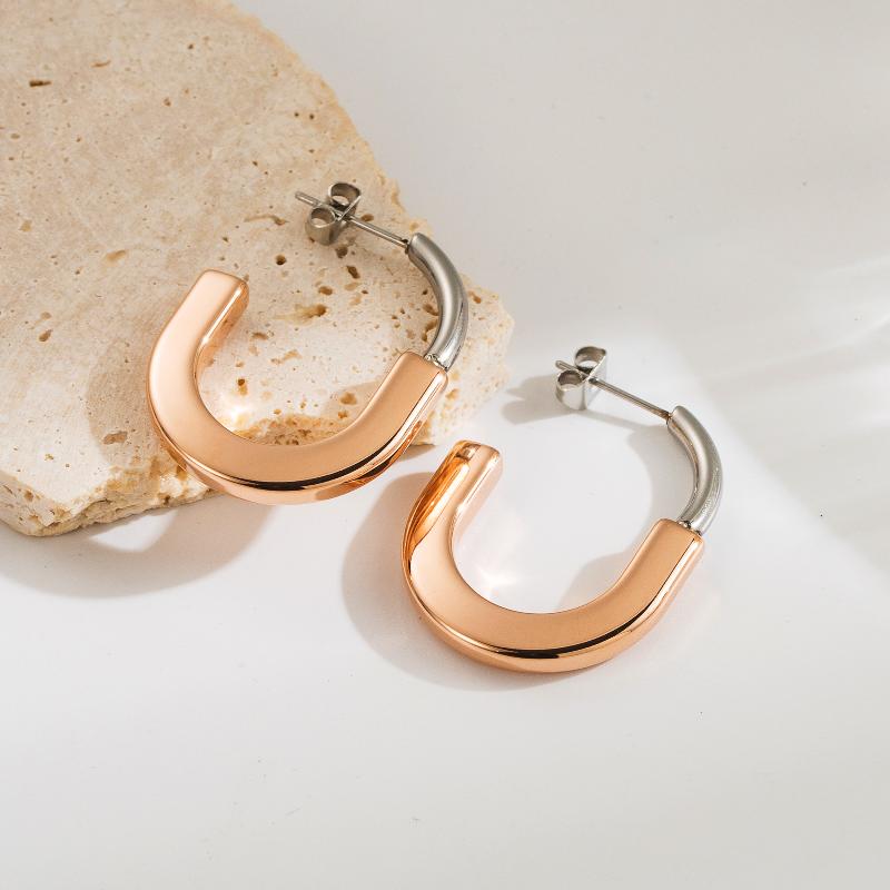 1 pair casual vintage style c shape plating stainless steel 18k gold plated drop earrings