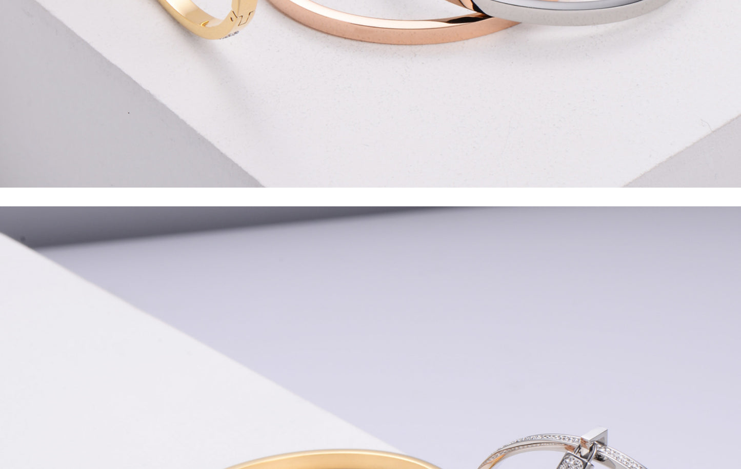 U Shape 304 Stainless Steel 18K Gold Plated Artificial Rhinestones In Bulk