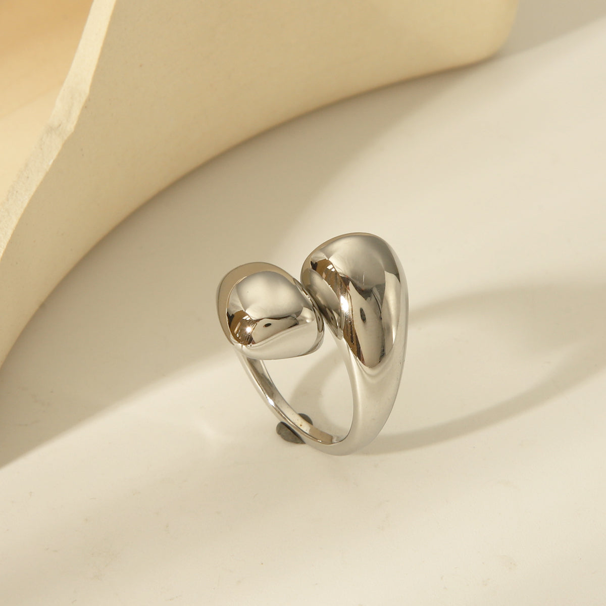 Basic Commute Solid Color 304 Stainless Steel 14K Gold Plated Open Rings In Bulk
