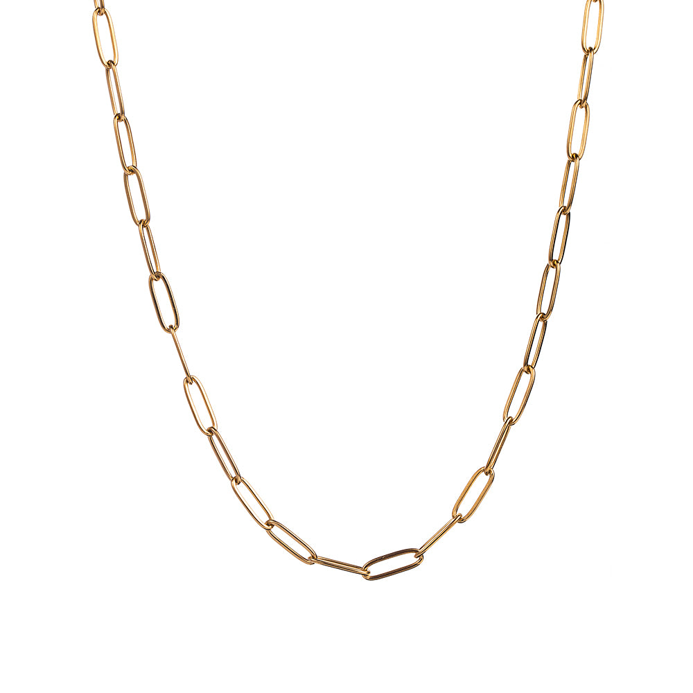 casual simple style solid color stainless steel 18k gold plated necklace