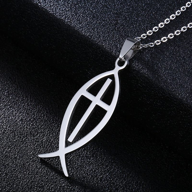 retro cross stainless steel plating pendant necklace 1 piece