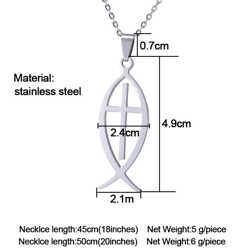 retro cross stainless steel plating pendant necklace 1 piece