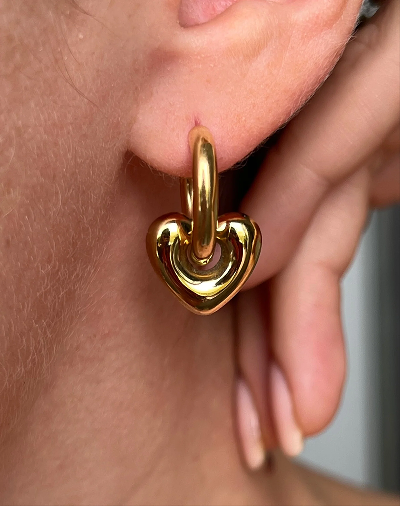 1 Pair Casual Cute Classic Style Pentagram Heart Shape Plating Hollow Out 304 Stainless Steel Titanium Steel 18K Gold Plated Hoop Earrings