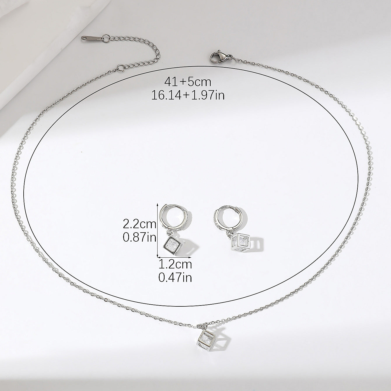 ig style simple style rubik's cube stainless steel plating inlay zircon gold plated jewelry set