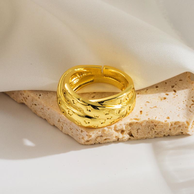 simple style irregular heart shape copper plating 18k gold plated open rings