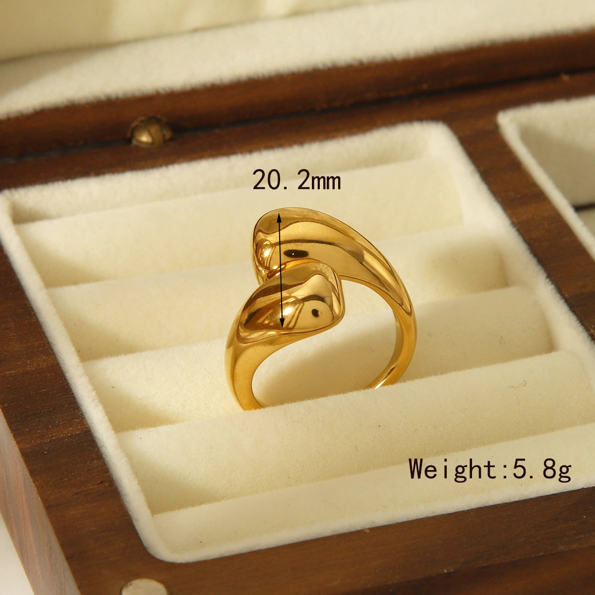 Basic Commute Solid Color 304 Stainless Steel 14K Gold Plated Open Rings In Bulk