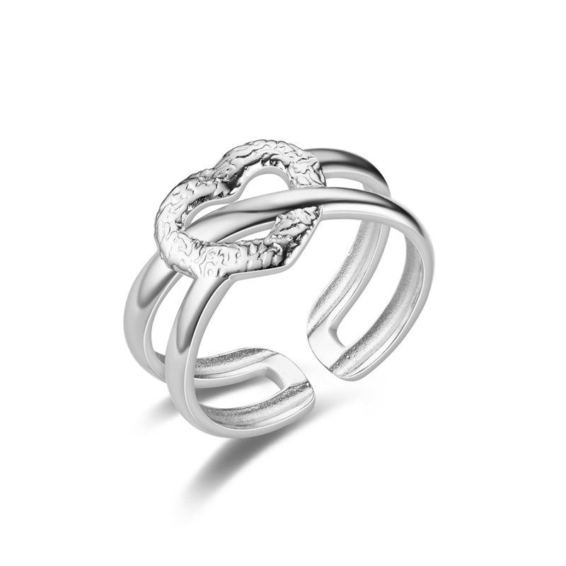 fashion plant heart shape snake titanium steel open ring