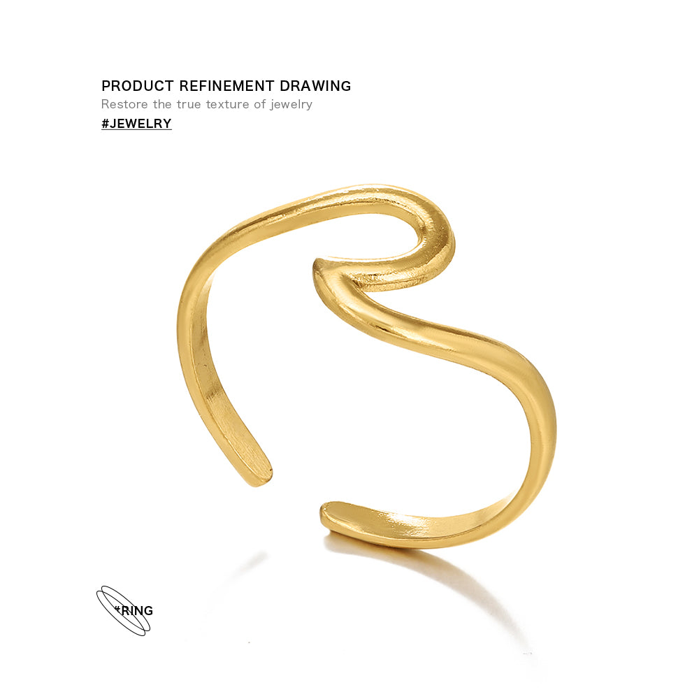 simple style geometric stainless steel plating 18k gold plated open ring
