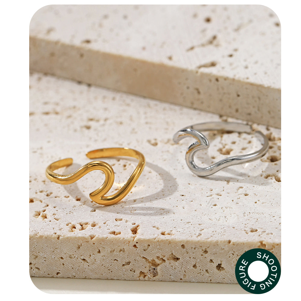 simple style geometric stainless steel plating 18k gold plated open ring