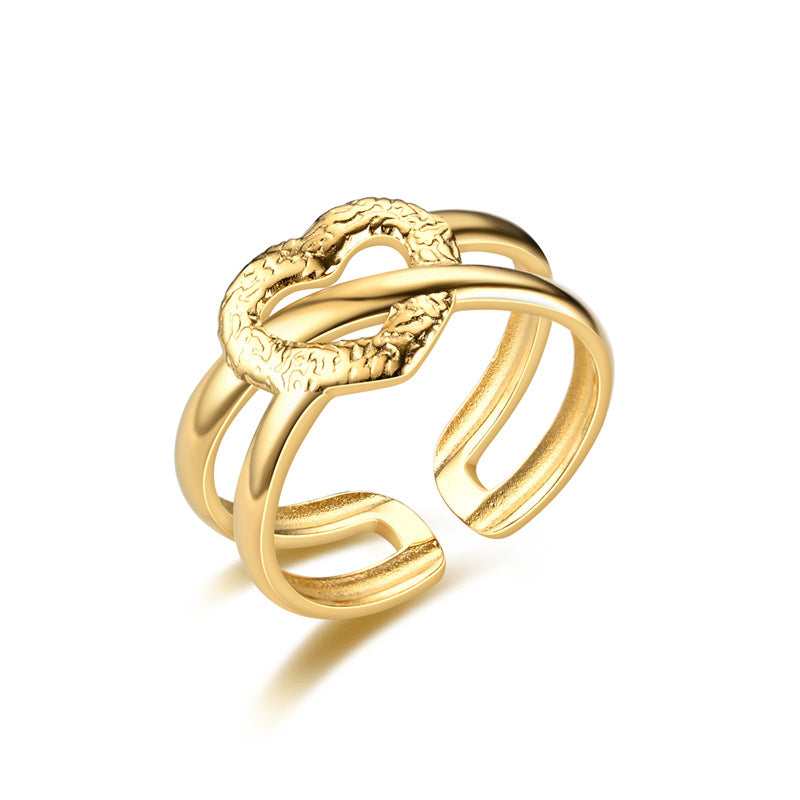 fashion plant heart shape snake titanium steel open ring