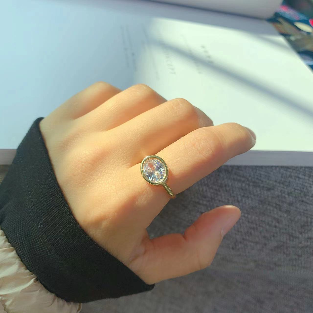 retro printing copper zircon rings