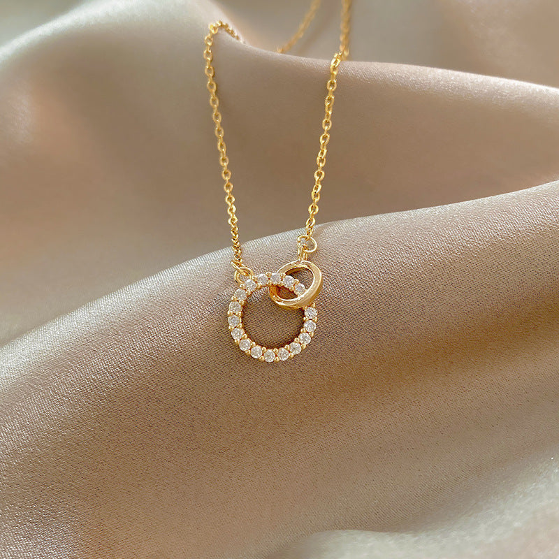 Titanium Steel Elegant Simple Style Heart Shape Butterfly Zircon Pendant Necklace