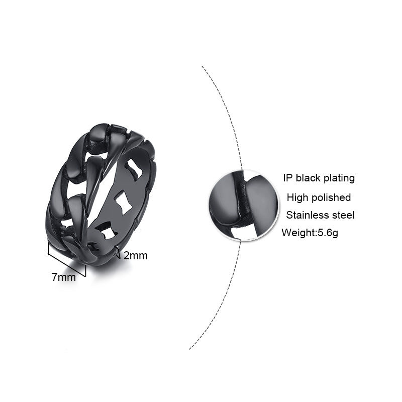 fashion geometric titanium steel plating men's rings
