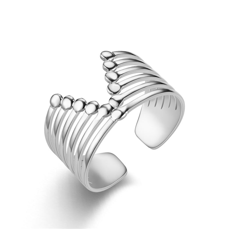 fashion plant heart shape snake titanium steel open ring