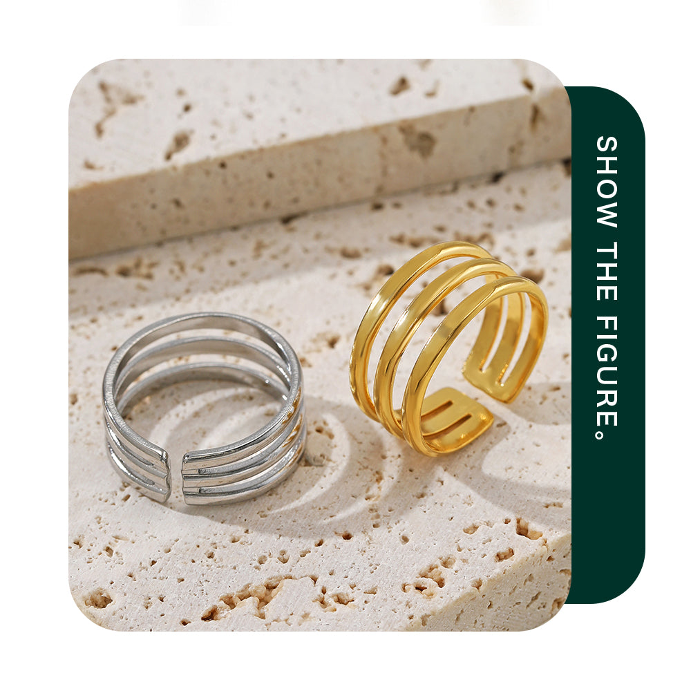 simple style geometric stainless steel plating open ring