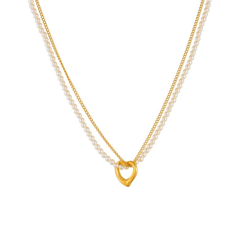 304 Stainless Steel 18K Gold Plated Vintage Style French Style Plating Heart Shape No Inlaid Pendant Necklace