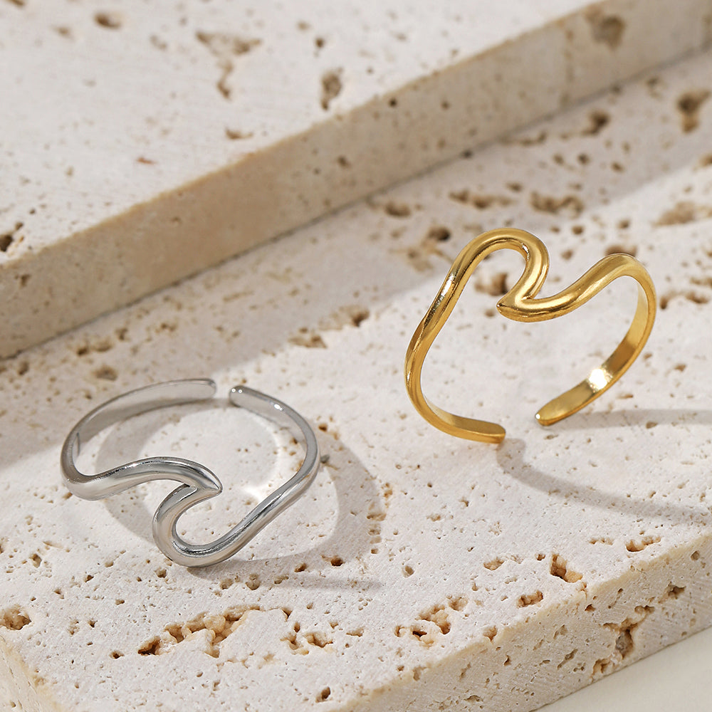 simple style geometric stainless steel plating 18k gold plated open ring
