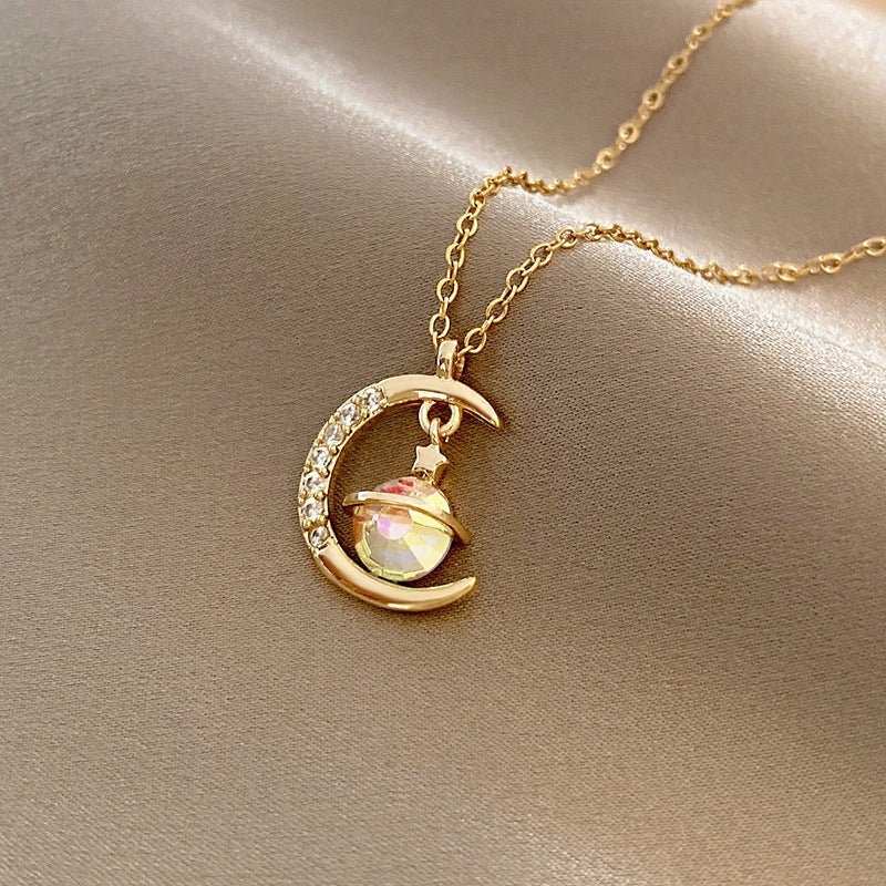 Titanium Steel Elegant Simple Style Heart Shape Butterfly Zircon Pendant Necklace