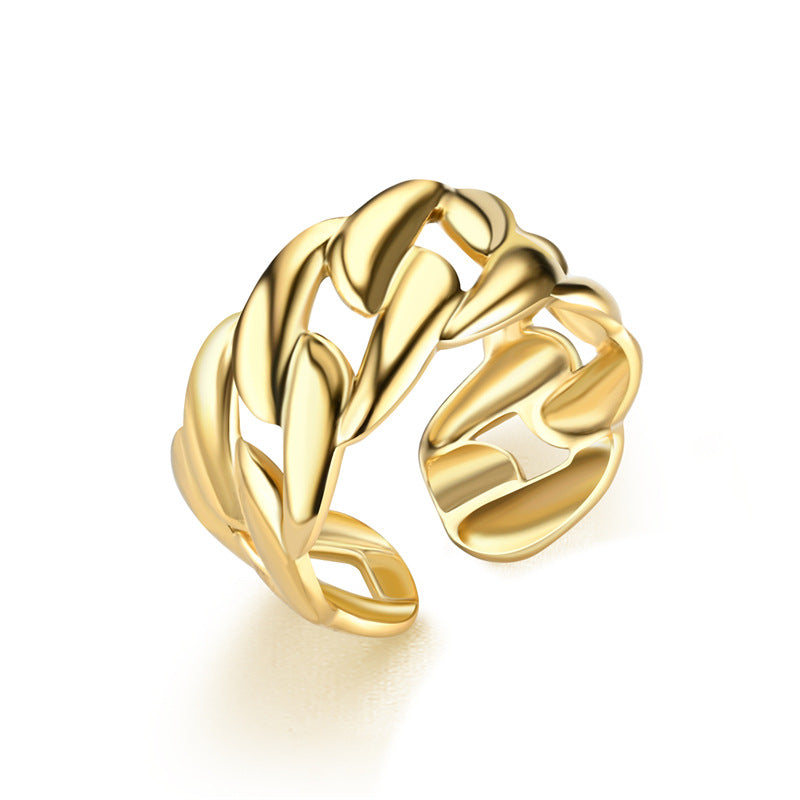 fashion plant heart shape snake titanium steel open ring