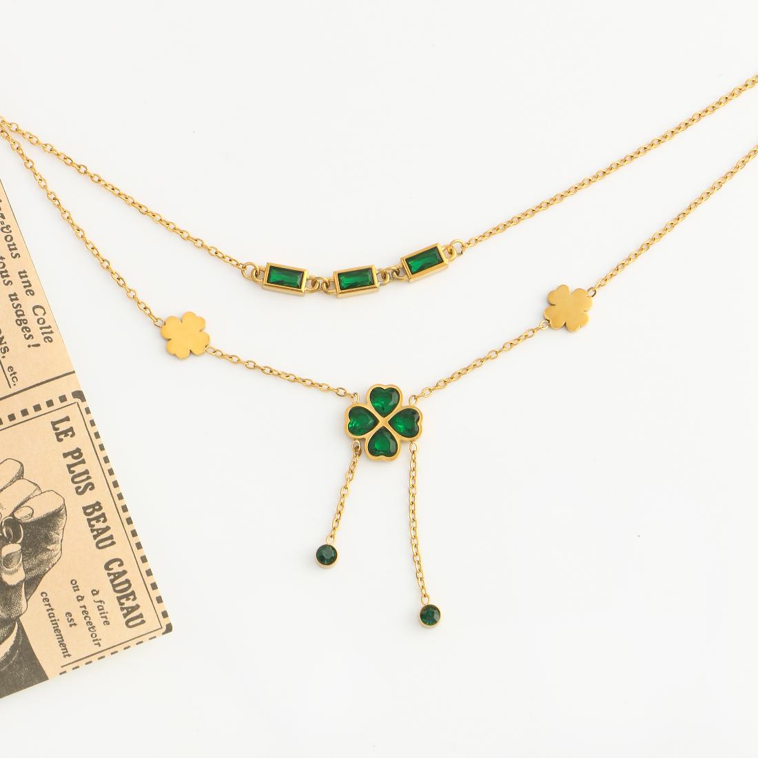 304 Stainless Steel 18K Gold Plated Sweet Streetwear Plating Inlay Flower Butterfly Shell Double Layer Necklaces