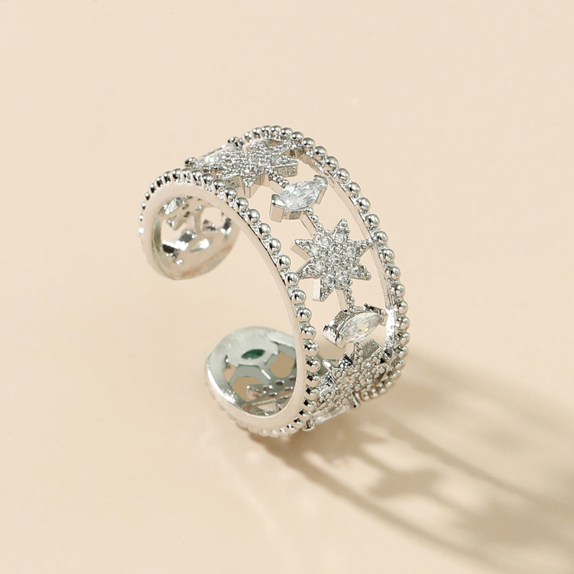 retro printing copper zircon rings