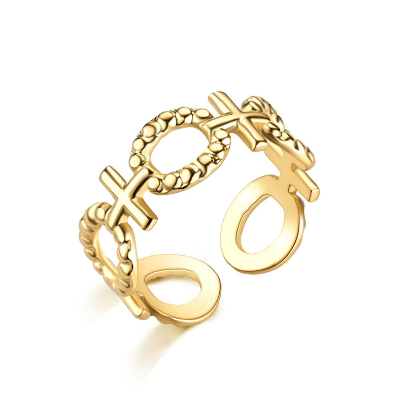 fashion plant heart shape snake titanium steel open ring