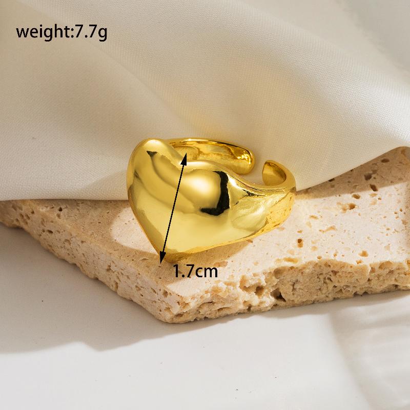 simple style irregular heart shape copper plating 18k gold plated open rings