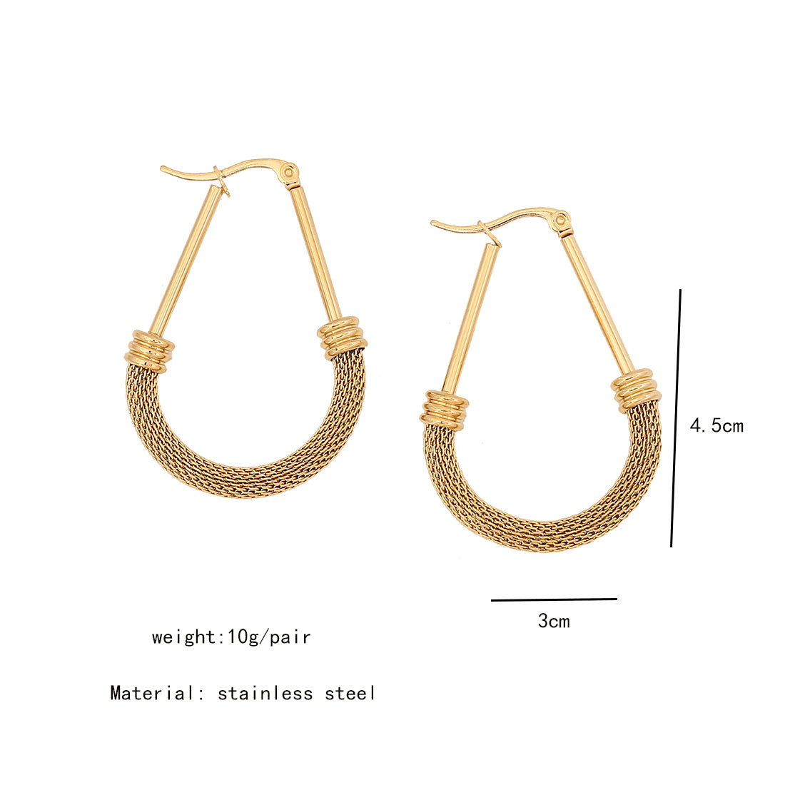 1 pair simple style u shape circle stainless steel plating hoop earrings