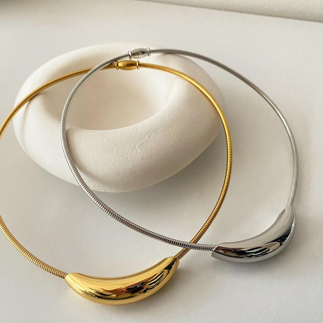 304 Stainless Steel Simple Style Classic Style Plating Solid Color Choker