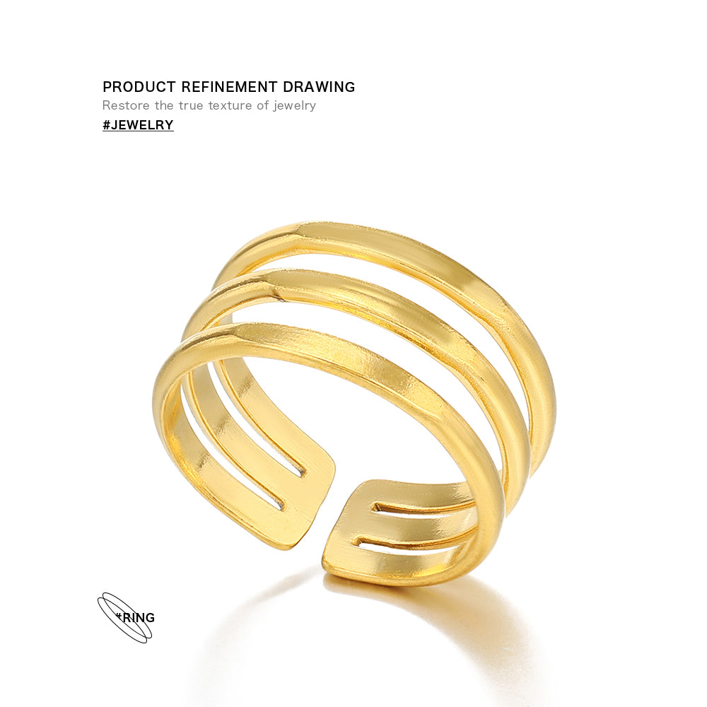 simple style geometric stainless steel plating open ring