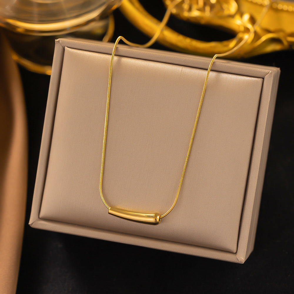 304 Stainless Steel 18K Gold Plated IG Style Simple Style Plating Solid Color Necklace