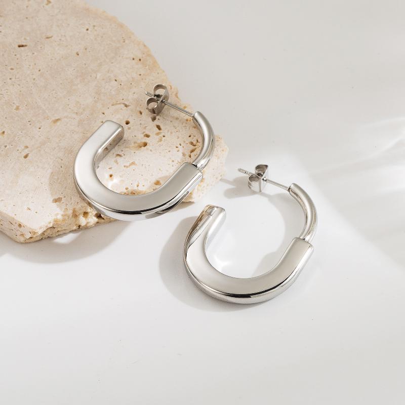 1 pair casual vintage style c shape plating stainless steel 18k gold plated drop earrings