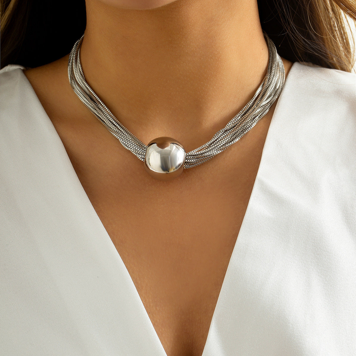 exaggerated ball titanium steel polishing chain choker