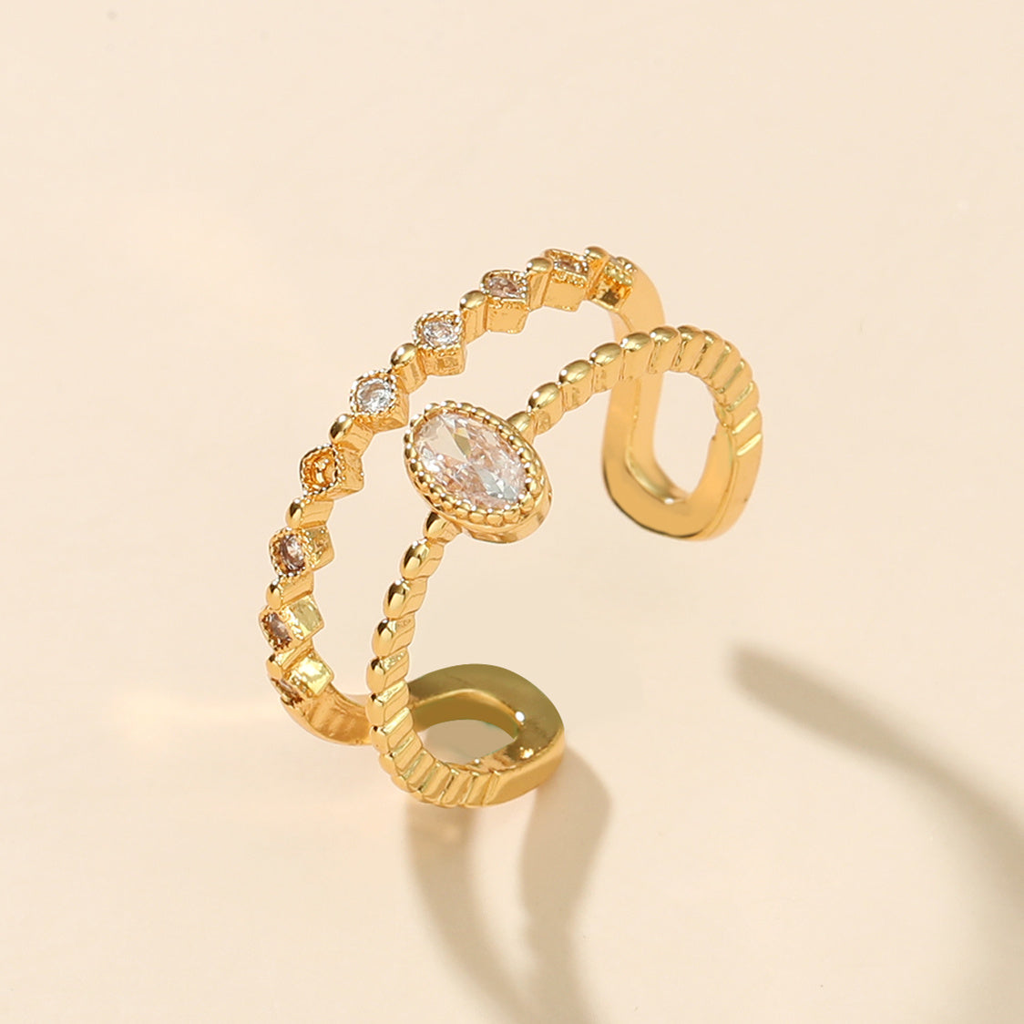 retro printing copper zircon rings