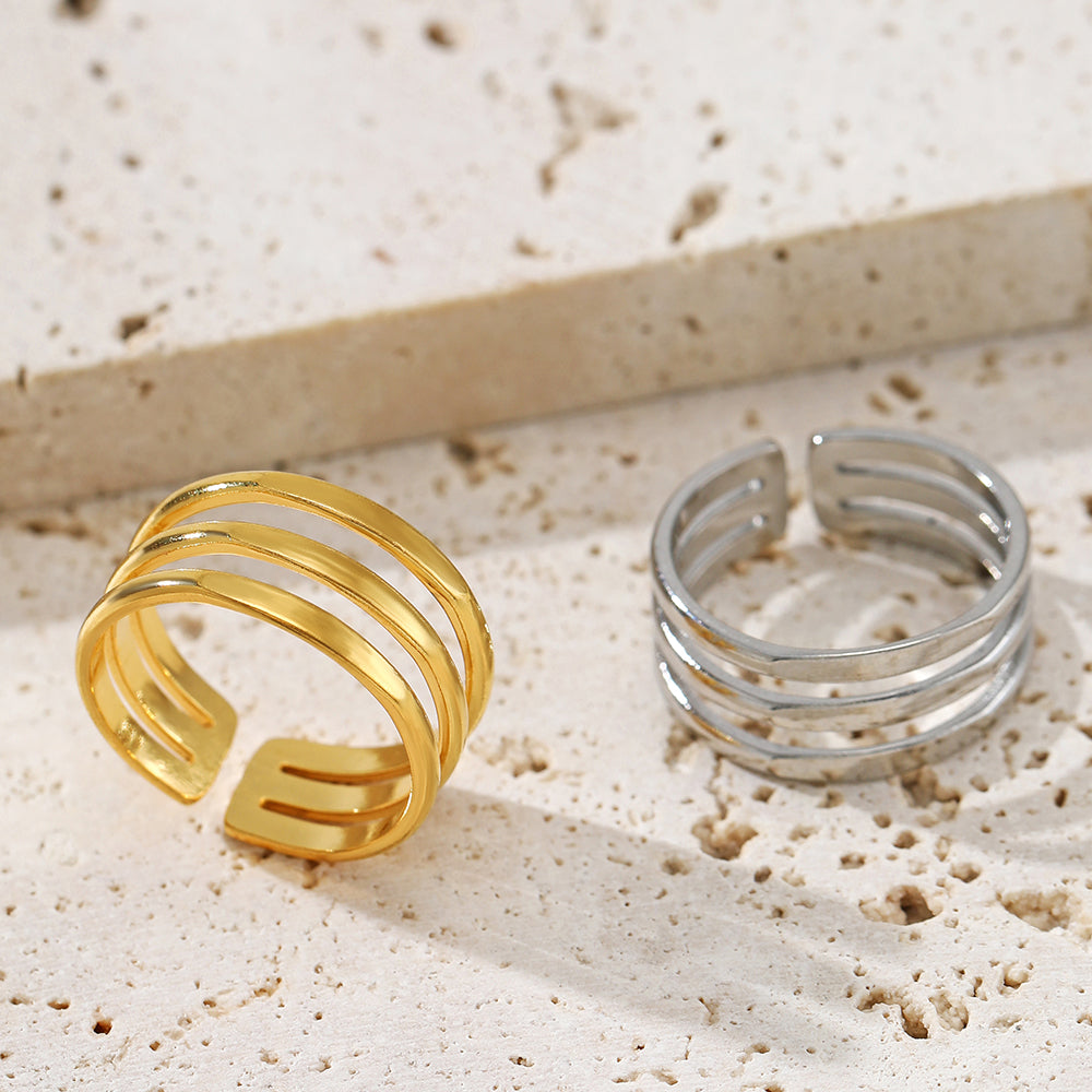 simple style geometric stainless steel plating open ring