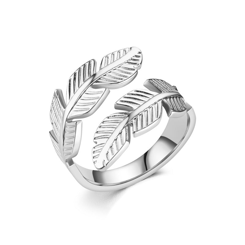 fashion plant heart shape snake titanium steel open ring