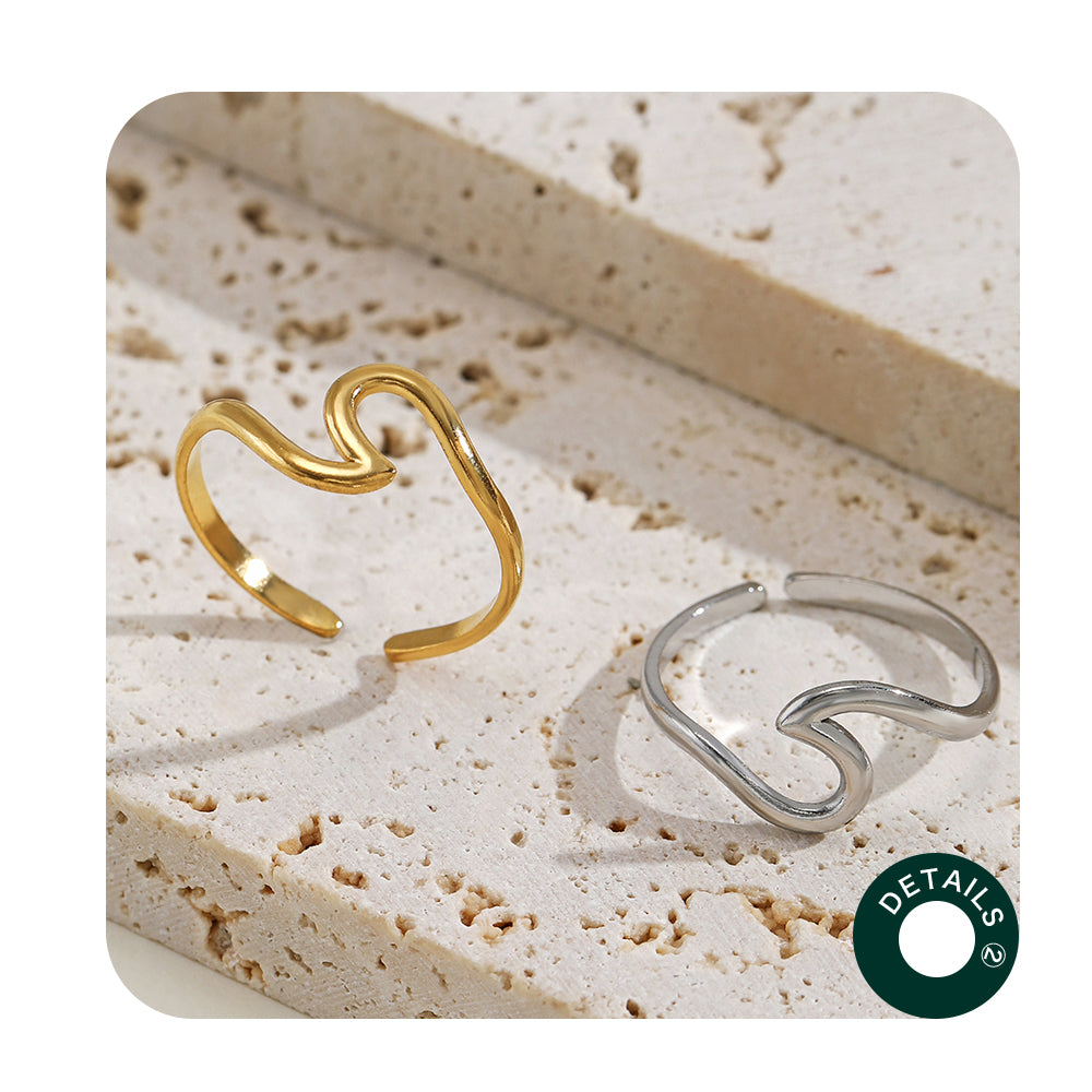 simple style geometric stainless steel plating 18k gold plated open ring