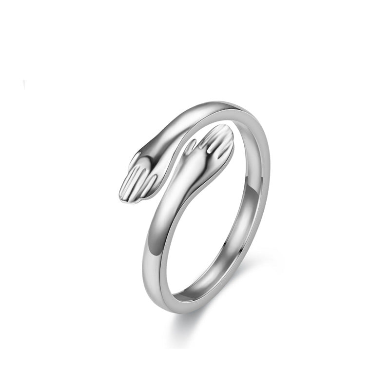 fashion plant heart shape snake titanium steel open ring
