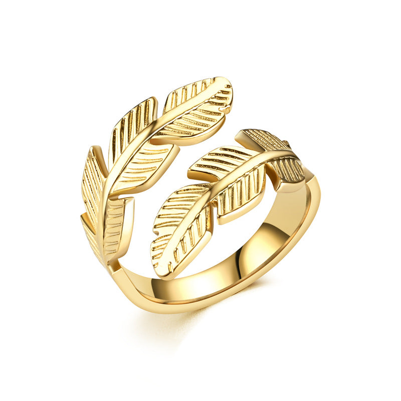 fashion plant heart shape snake titanium steel open ring