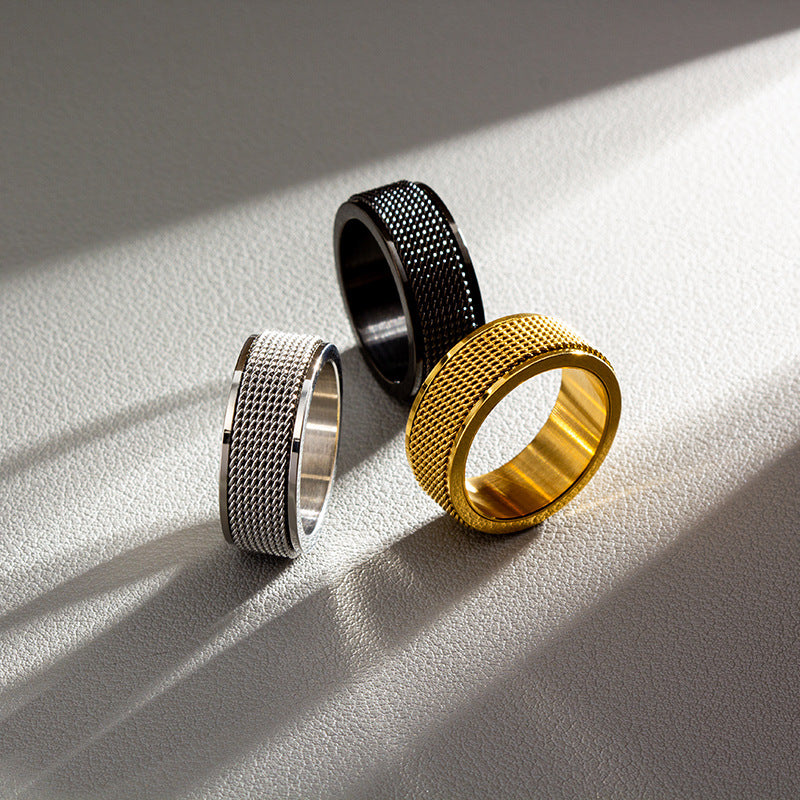 basic modern style geometric titanium steel plating men's rings