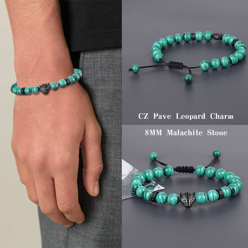retro geometric natural stone lapis lazuli men's bracelets