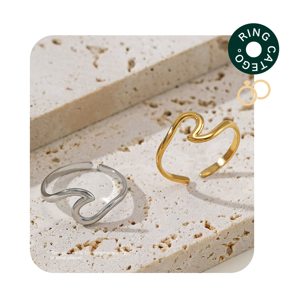 simple style geometric stainless steel plating 18k gold plated open ring
