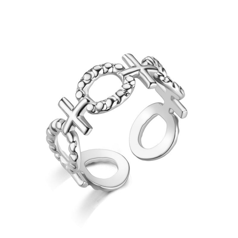 fashion plant heart shape snake titanium steel open ring