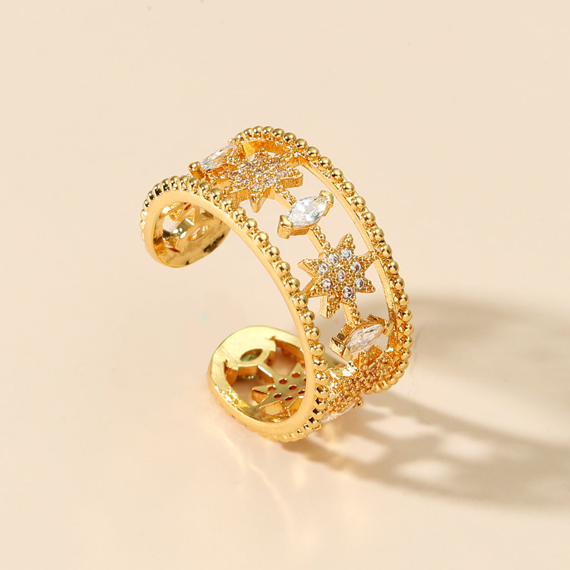 retro printing copper zircon rings
