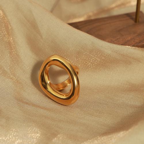 casual simple style commute solid color titanium steel plating hollow out 18k gold plated rings