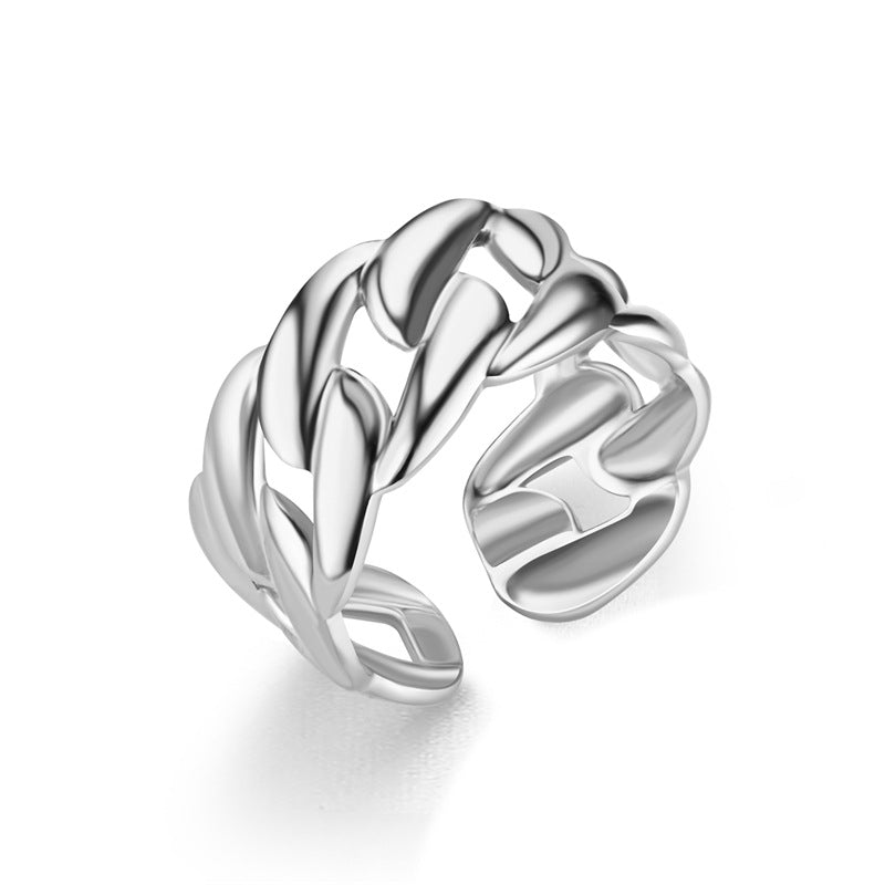fashion plant heart shape snake titanium steel open ring