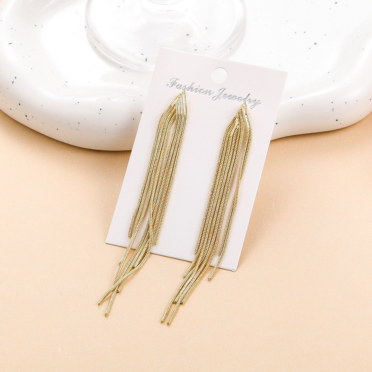 1 pair elegant tassel alloy gold plated women's drop earrings