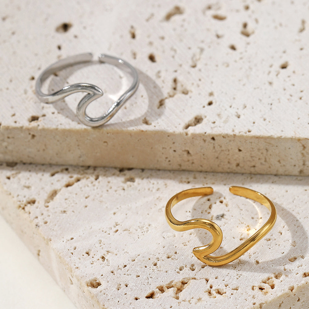 simple style geometric stainless steel plating 18k gold plated open ring