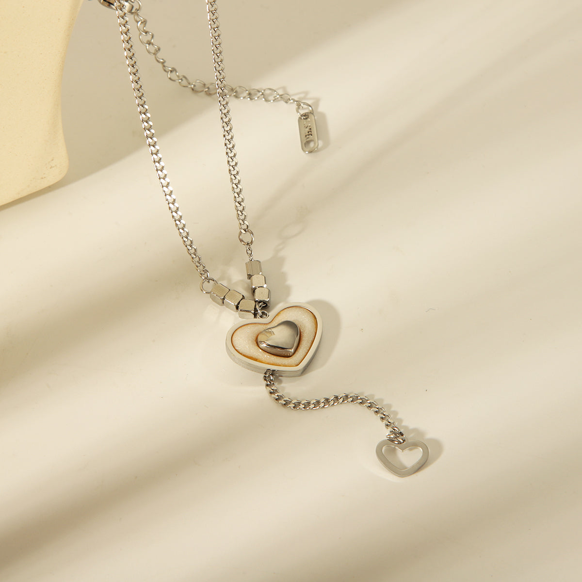 Casual Simple Style Heart Shape 304 Stainless Steel Inlay 18K Gold Plated Pendant Necklace