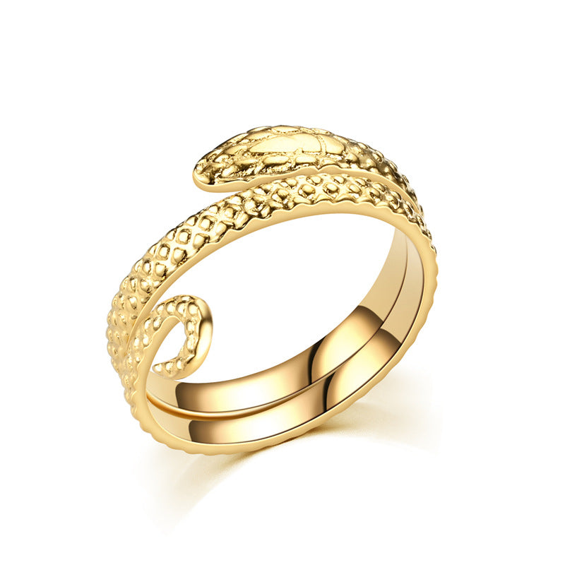 fashion plant heart shape snake titanium steel open ring